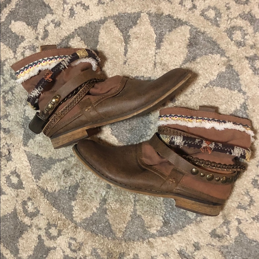 Brown boho booties